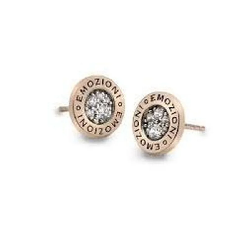 Retro Gemstone Earrings-Emozioni Yellow Gold Plated Pianeta Cubic Zirconia Set Stud Earrings