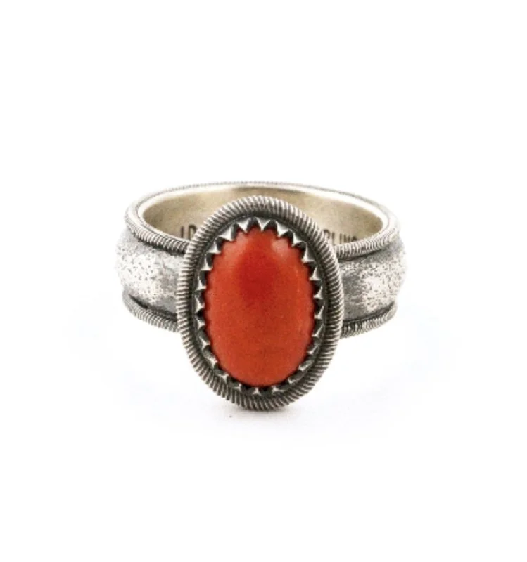 Luxury Engagement Ring with DiamondsTufa Cast Red Coral Ring