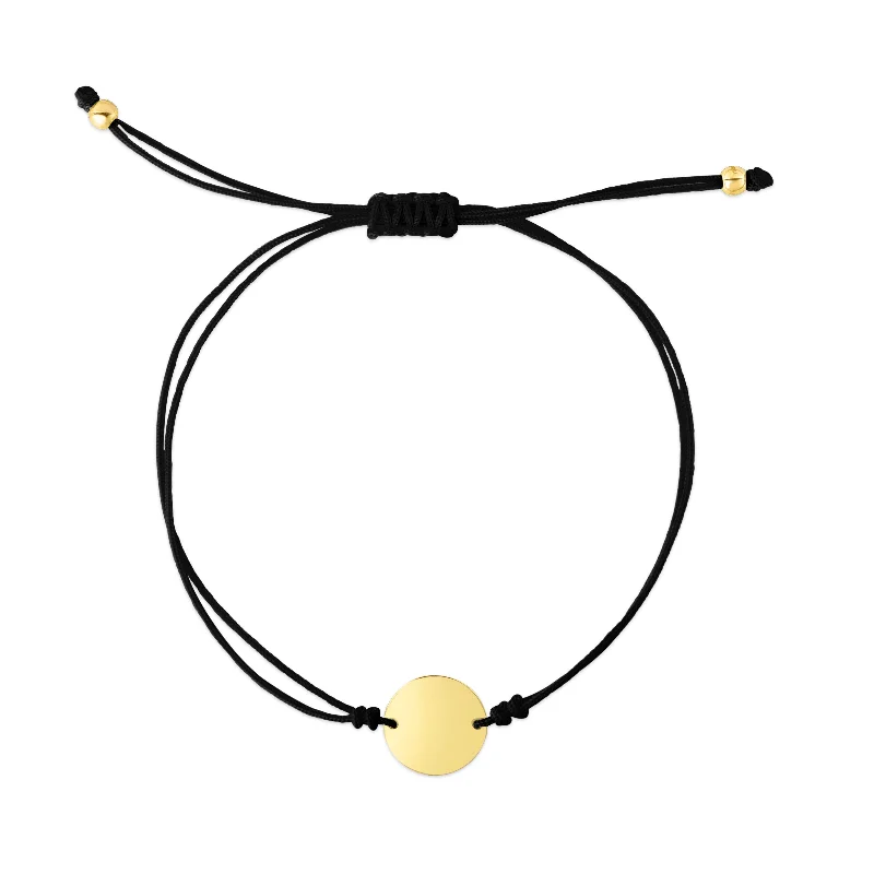 Thin Bracelets-14K Black Cord Circle Adjustable Bracelet