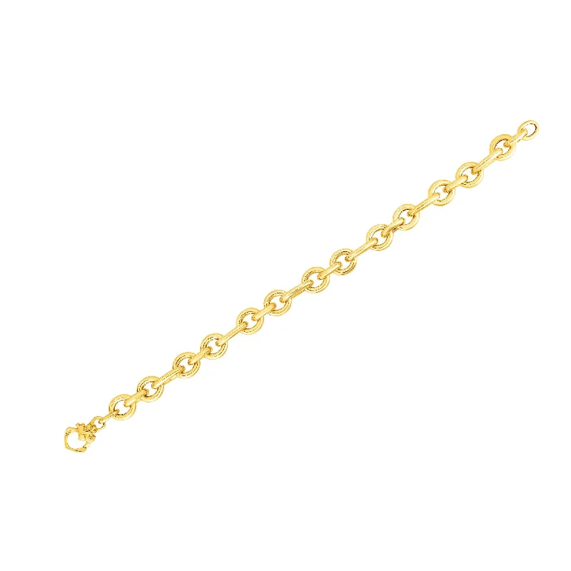 High Fashion Bracelets-14K Gold Three Round & One Oval Heritage Link Bracelet