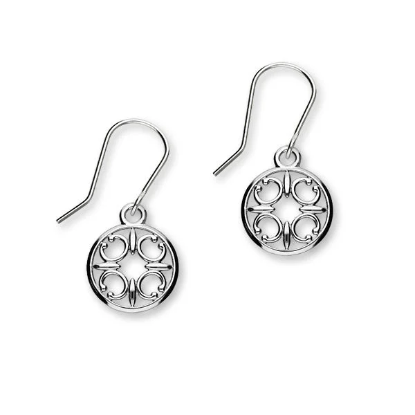 Minimal Gemstone Earrings-St Magnus Sterling Silver Cut-Out C Drop Earrings, E1911