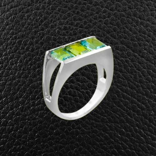 Birthstone Wedding Band for WomenBlue Topaz & Peridot Ring