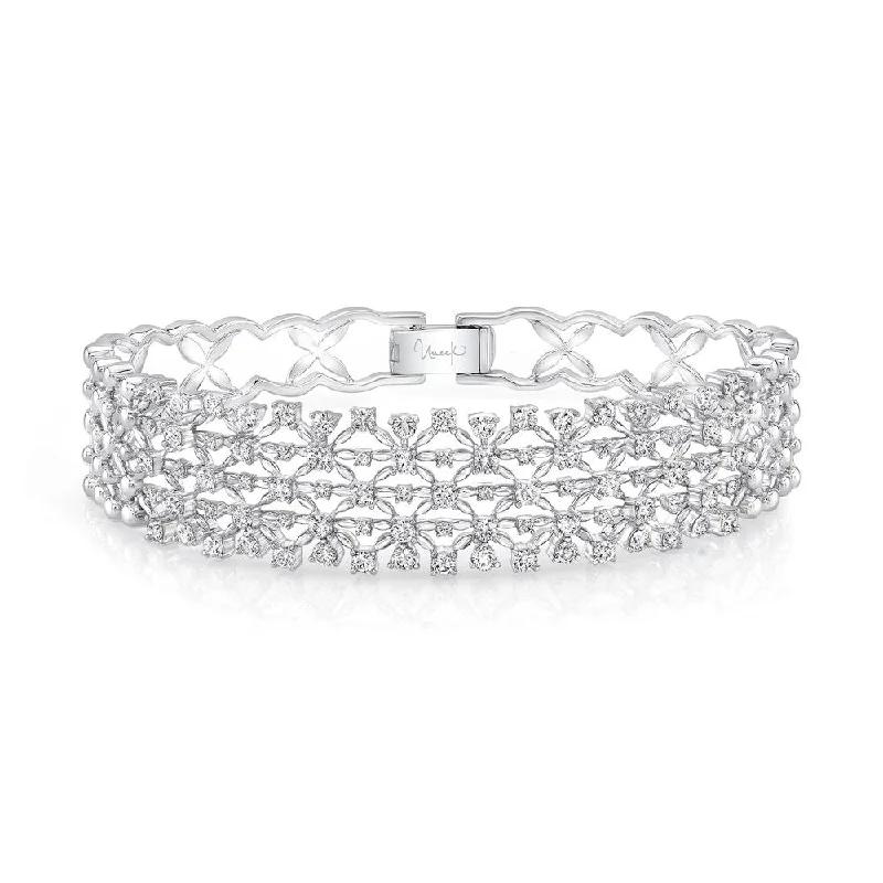 Wedding Ready Bangles-Uneek Point de France Open Lace Diamond Bangle Bracelet