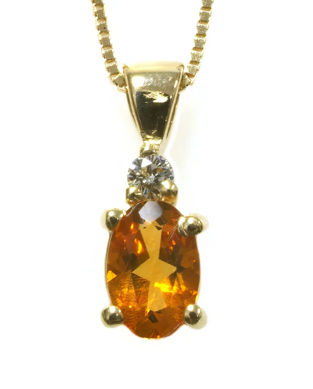 Designer Wedding Ring Set for Women-Trendy Crystal Necklace for Women-14K Oval Shape Citrine & Diamond Pendant Necklace HB01276ci