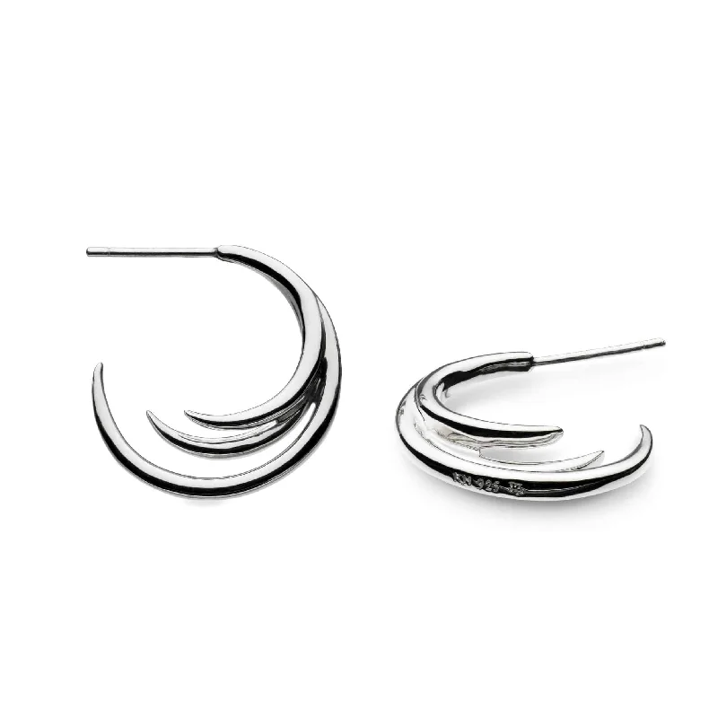 Crystal Gold Earrings-Silver Entwine Helix Wrap Hoop Stud Earrings