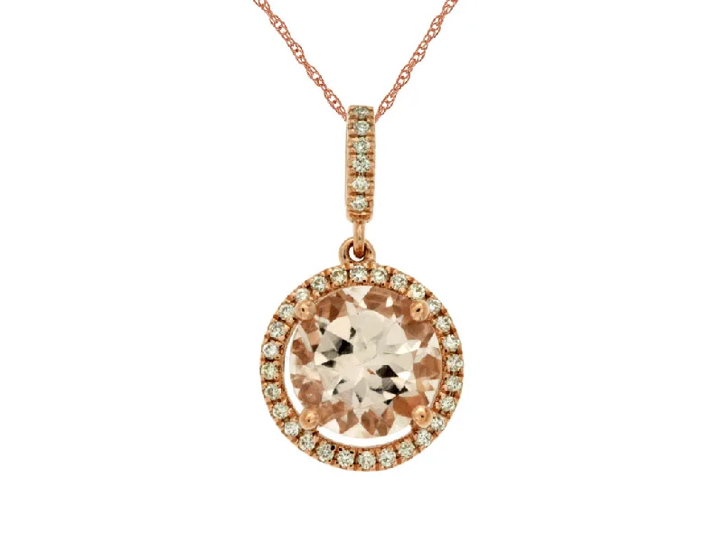 Personalized Men's Wedding Ring-Crystal Cross Necklace-14k Rose Gold Morganite and Diamond Halo Pendant Necklace