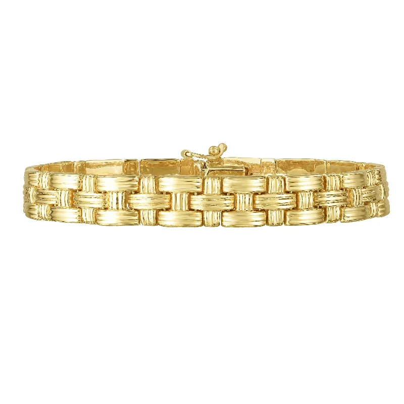 Bead Bracelets For Teens-14K Gold Basketweave Bracelet