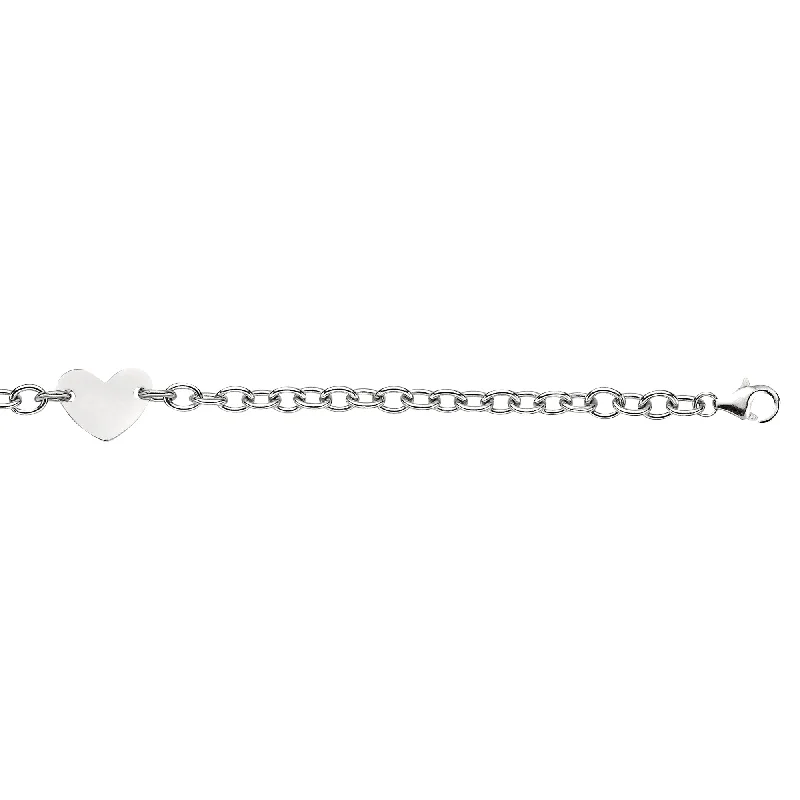 Unique Bracelets-Silver Heart Tag Bracelet