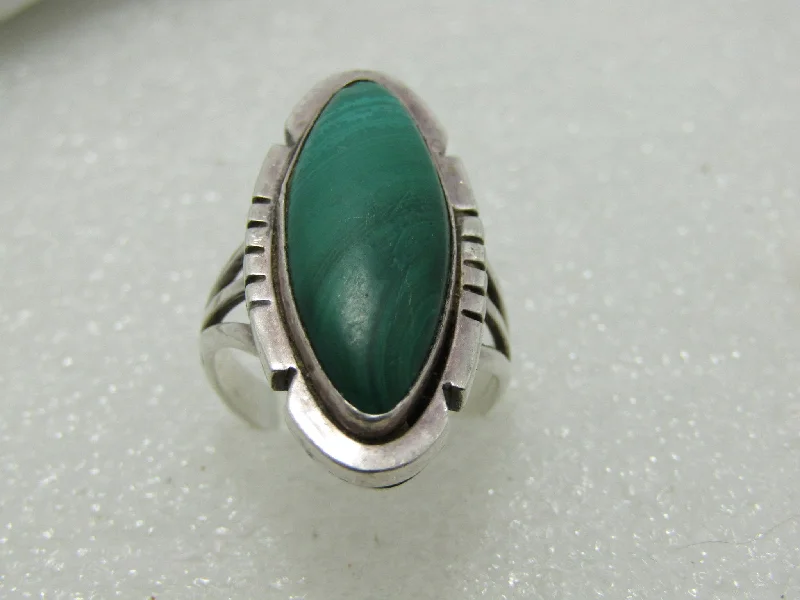 Custom Wedding Band for Men with SapphiresVintage Sterling Herbert Pino Malachite Ring, Navajo, Sz.7.5, 7.45 gr.