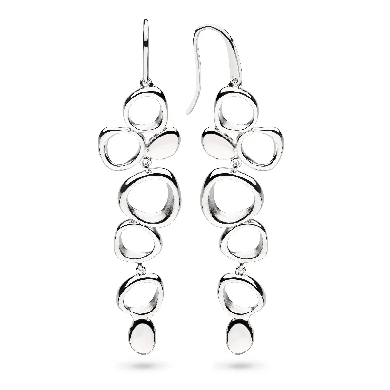 Long Crystal Hoop Earrings-Silver Coast Shore Cascade Hook Drop Earrings