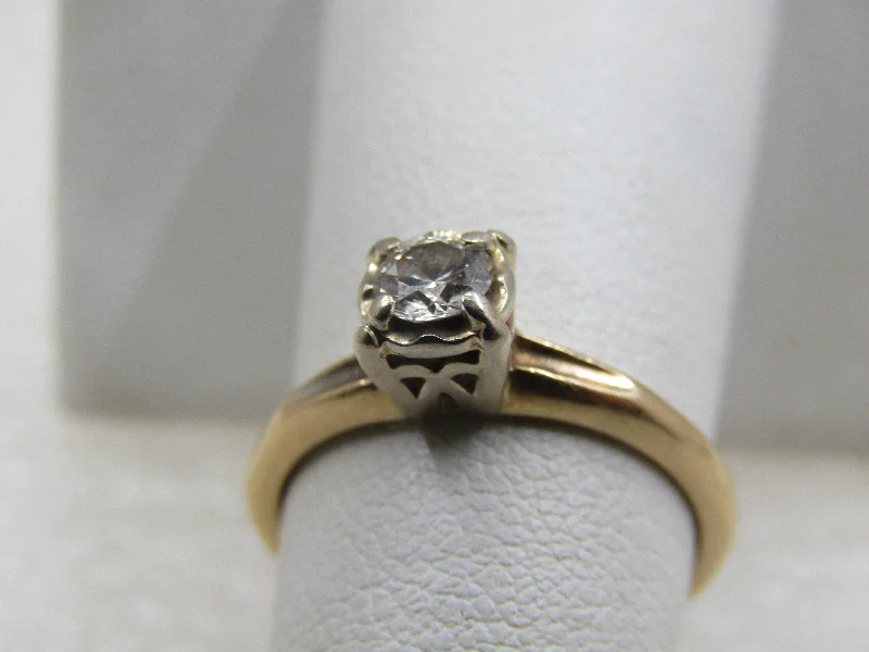 Custom Wedding Set with EngravingVintage 14kt Diamond Engagement Ring, .20 ctw, size 7.5, Two-Tone, 1930's-1950's