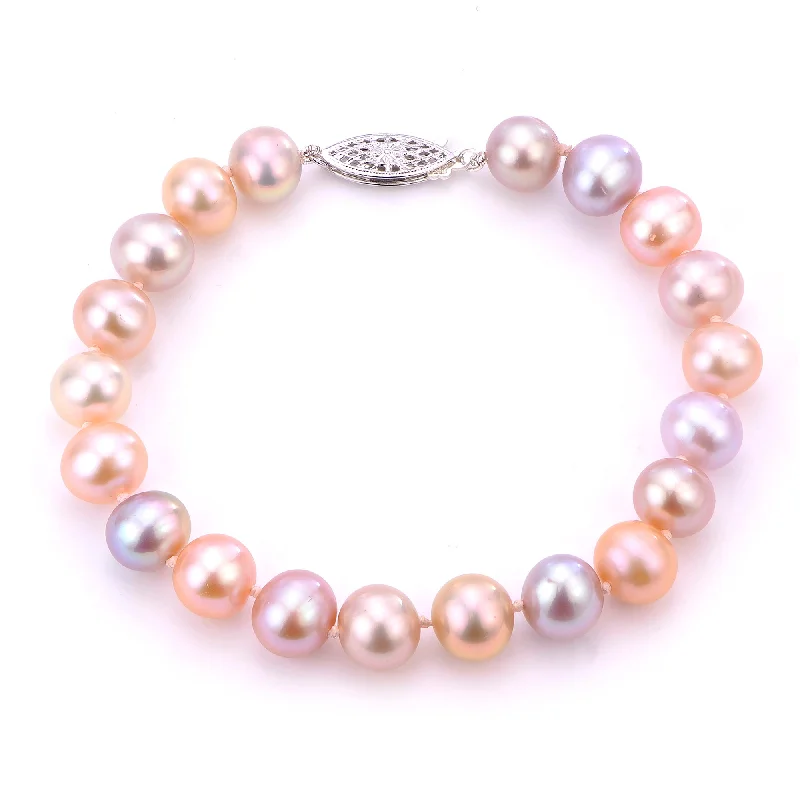 Multi-Layer Bracelets-Sterling Silver Freshwater Pearl Bracelet