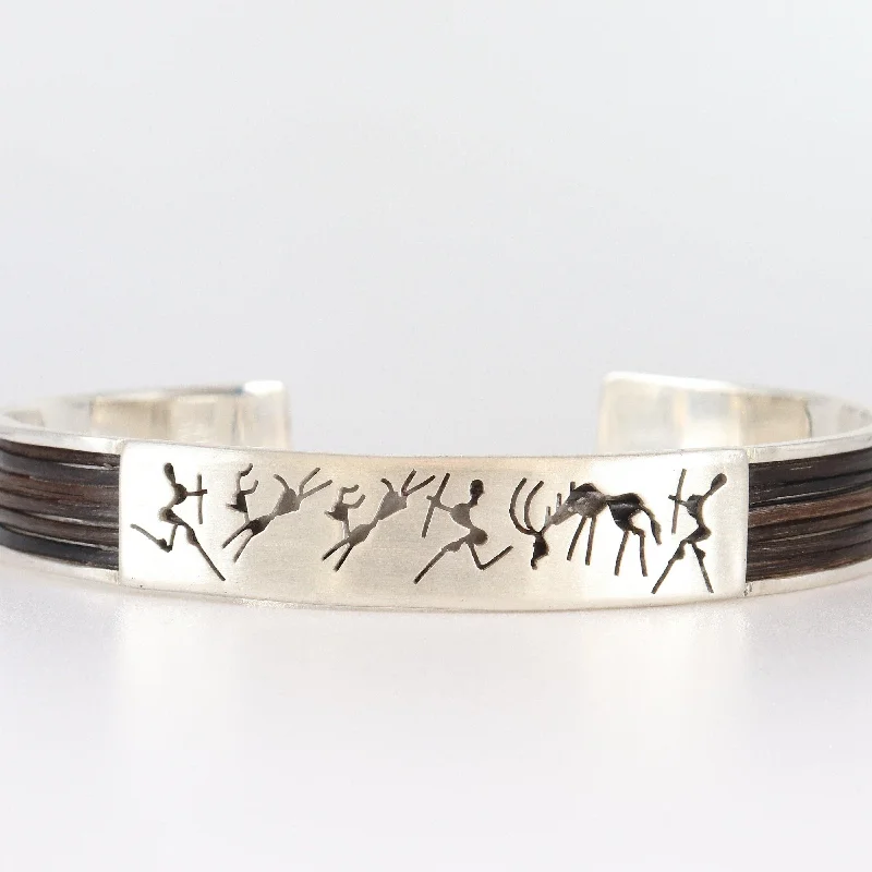 Multi-Color Bangle Sets-Long Bar Rockart Bangle with Elephant Hair