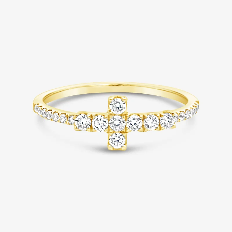 Unique Engagement Ring with Vintage DesignClassic East West Diamond Cross Ring