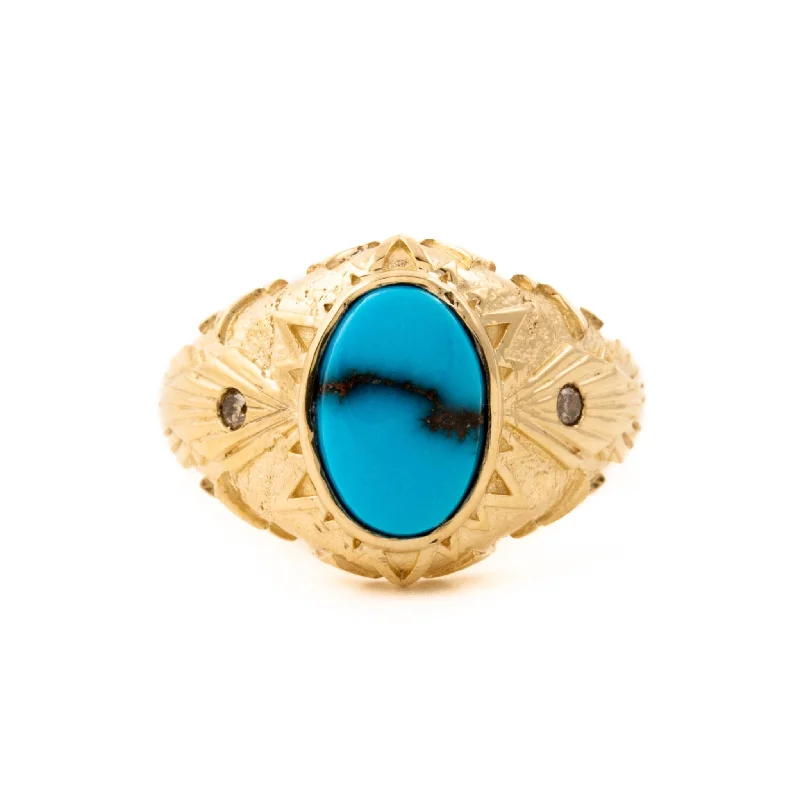 Vintage Wedding Ring Set for CouplesEgyptian Turquoise "Arael" Ring in 14K