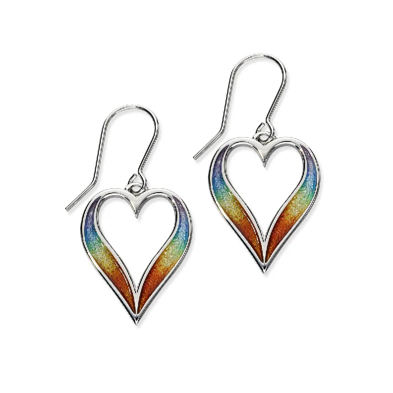 Classic Diamond Earrings-Astin Sterling Silver Drop Small Heart Earrings with Enamel EE641