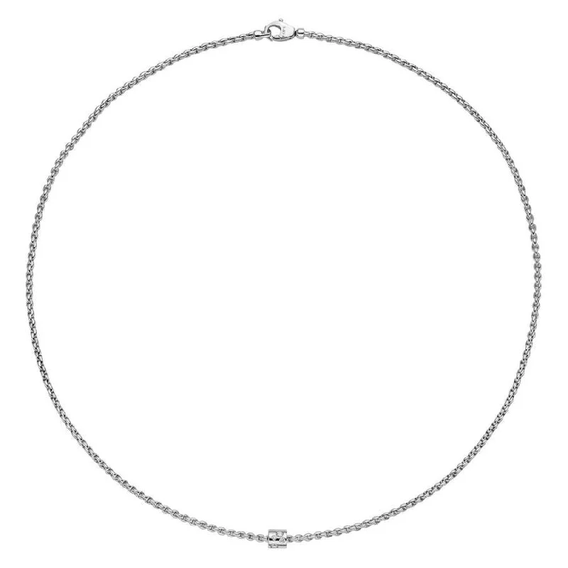 Custom Birthstone Engagement Ring-Long Beaded Chain Necklace-Aria Necklace - 18ct White gold