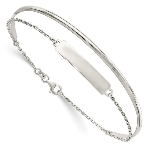 Studded Designer Bangles-Sterling Silver Polished ID Bangle