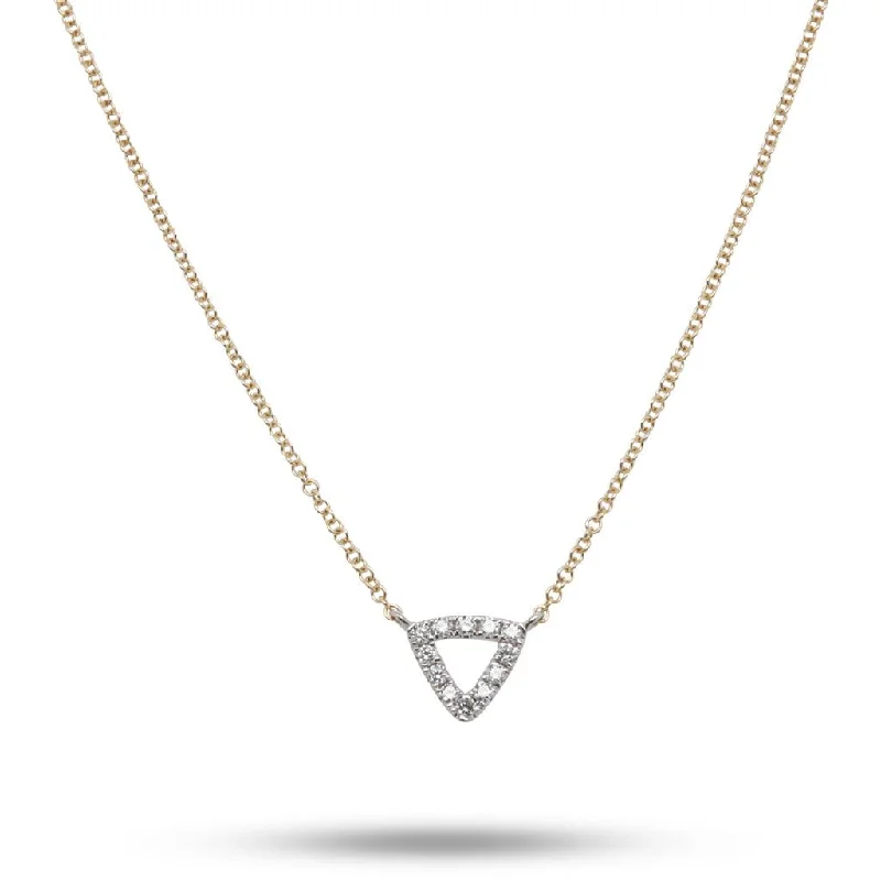 Multi-Stone Engagement Ring-Wedding Chain Necklace-14k Two-Tone Diamond Triangular Necklace