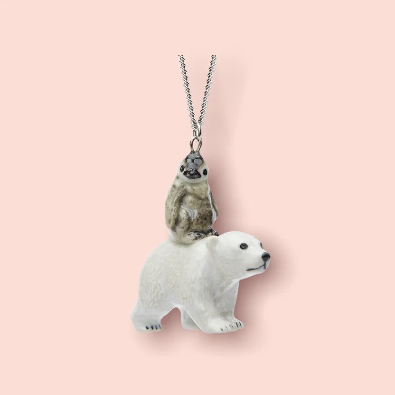 Custom Signet Ring for Men-Necklace with Diamonds-Baby Penguin and Polar Bear Pendant Necklace by And Mary