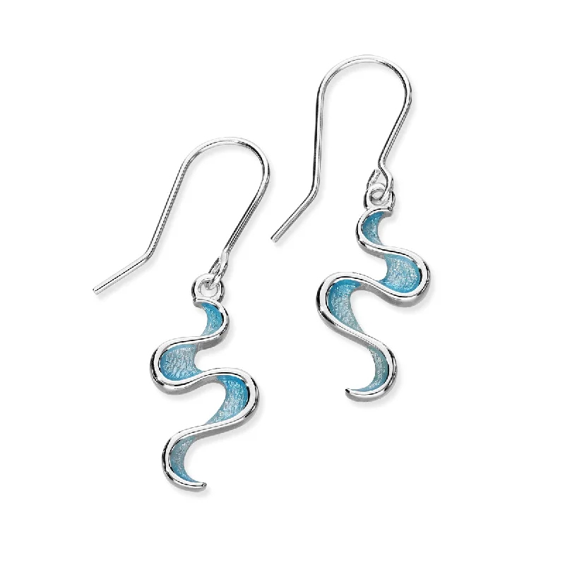 Long Drop Earrings-Mirran Ripples Silver Earrings EE506