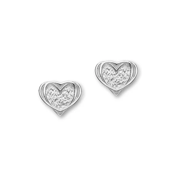 Silver Stud Earrings-Hearts Sterling Silver Stud Earrings, E1812