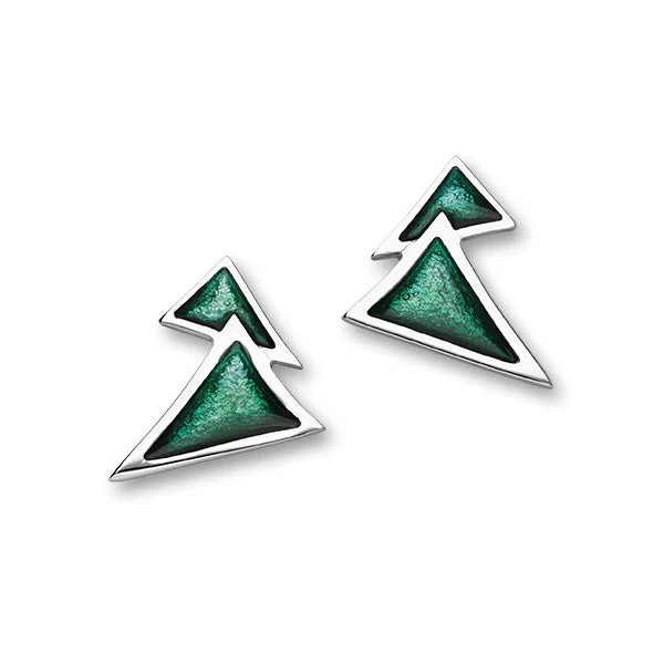 Gemstone Hoop Drop Earrings-Festive Sterling Silver Enamel Christmas Tree Stud Earrings, EE610