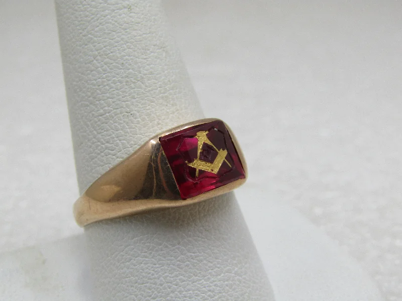 Gold Wedding Ring with Sapphire DesignVintage 10kt Ruby Masonic Ring, Sz. 10.5, Otsby Barton