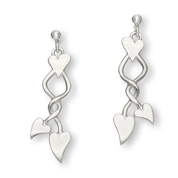 Chunky Drop Earrings-Hearts Silver Earrings E1781