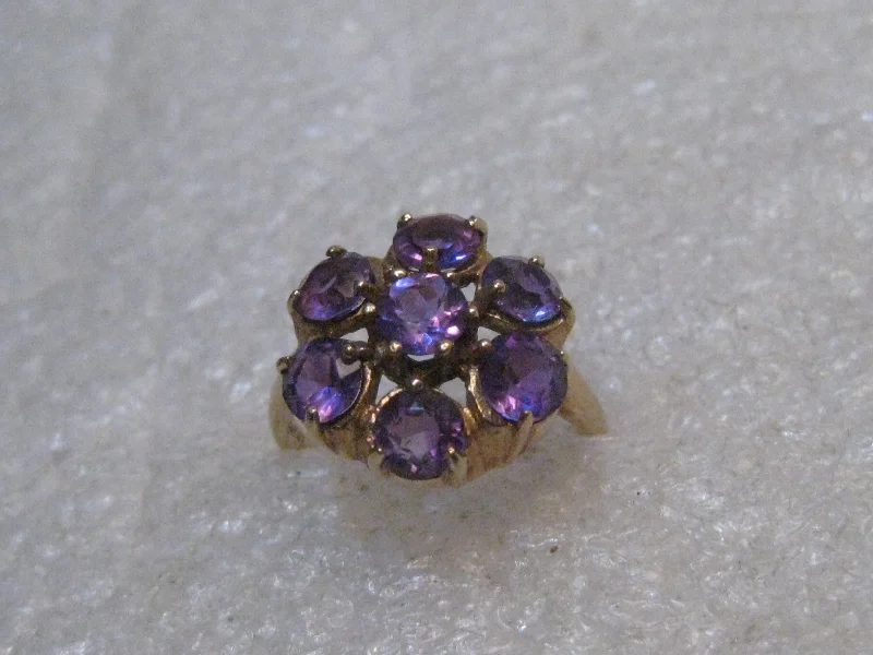 Engagement Ring with Side Stone DiamondsVintage 10kt Amethyst Blossom Ring, size 6.5, 3.33 grams, appx. 1.75tcw, Mid-Century