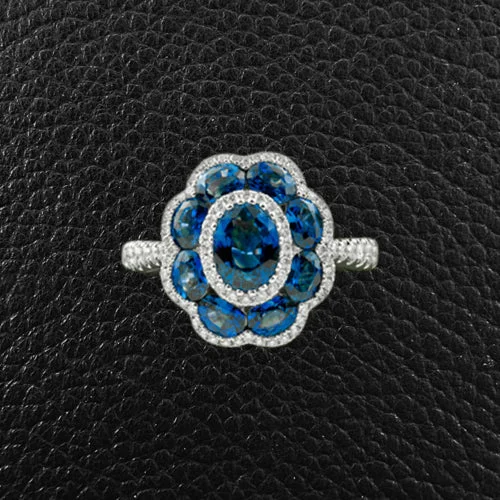 Unique Wedding Ring for MenSapphire & Diamond Flower Ring