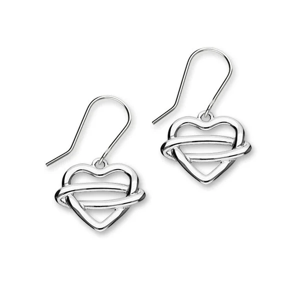 Statement Drop Earrings-Celtic Sterling Silver Heart Drop Earrings, E1923