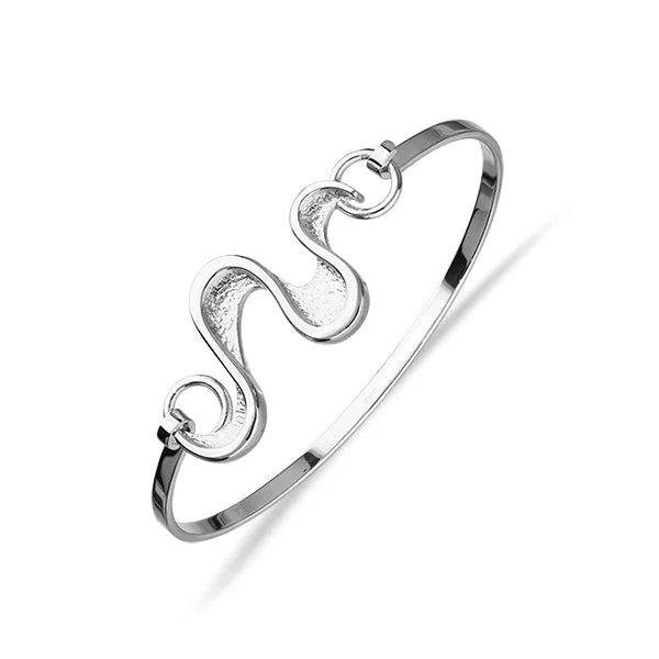 Mirror Work Bangle Bracelets-Mirran Ripples Silver Bangle BG204