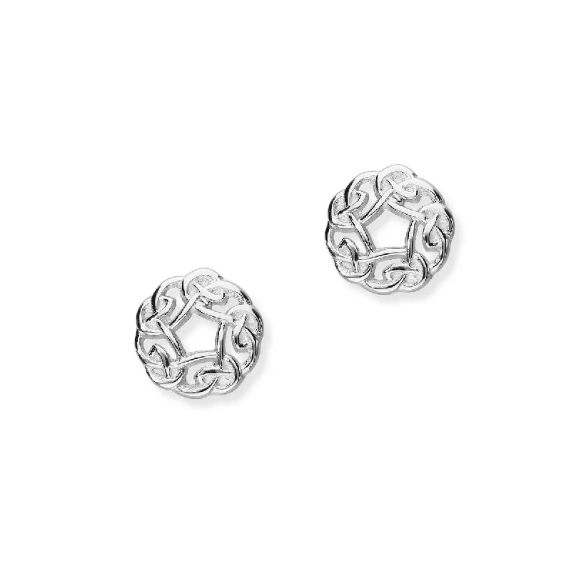 Diamond Earrings for Weddings-Celtic Silver Earrings E724