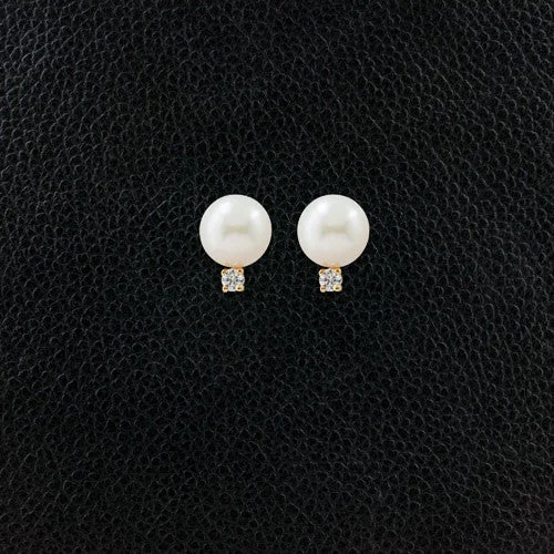 Artistic Earrings-Pearl & Diamond Estate Earrings