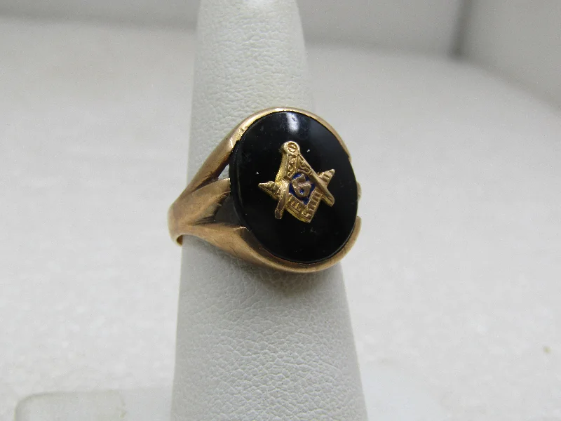 Sapphire Wedding Ring Set for WomenVintage 10kt Masonic Onyx Ring, Sz. 6, Oval top