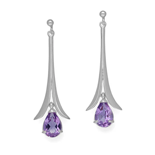 Oversized Earrings-Simply Stylish Silver Earrings CE10 Amethyst