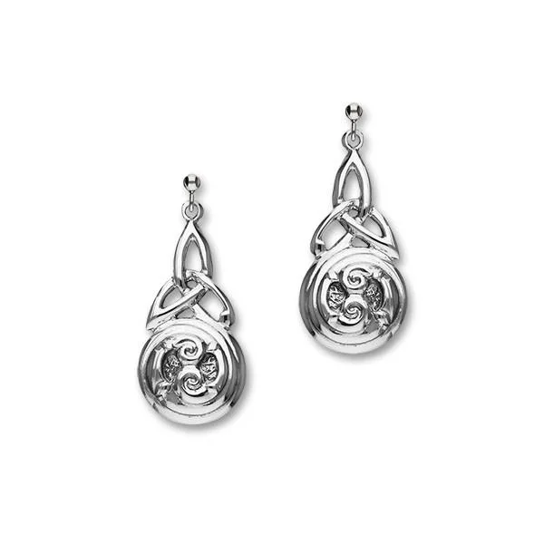 Adjustable Drop Earrings-Celtic Book of Kells Sterling Silver Drop Earrings, E425