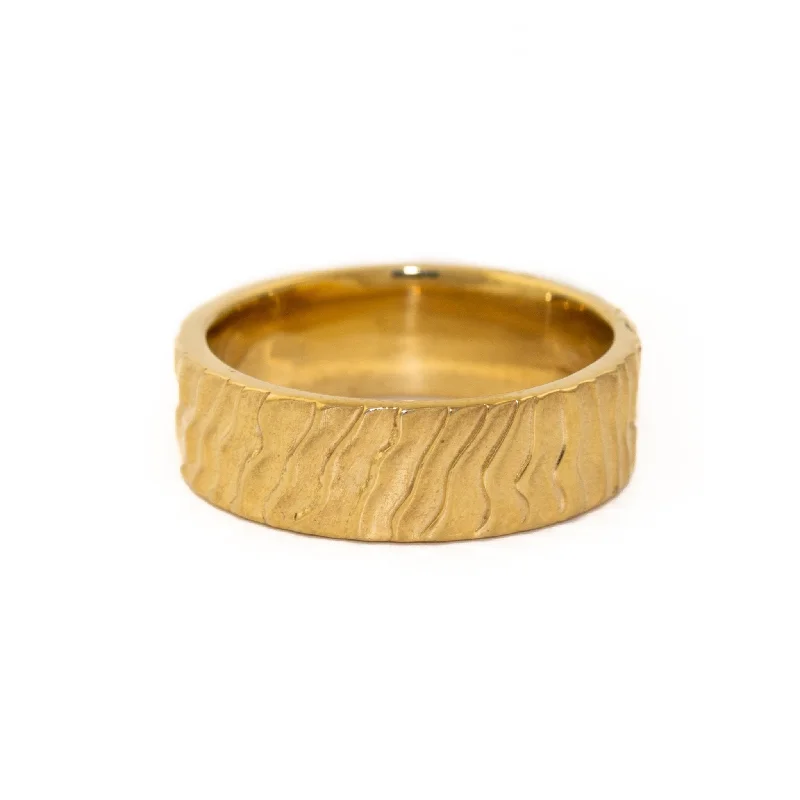 Gold Band Wedding Ring for MenYellow Gold Fingerprint Band