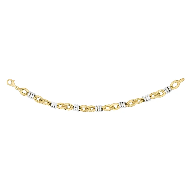 Wedding Bracelets For Bride-14K Gold Triple Bar Station Heritage Link