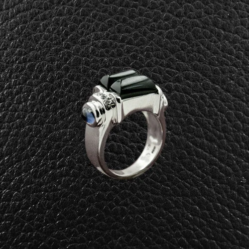 Designer Wedding Ring for HimOnyx, Sapphire & Diamond Ring