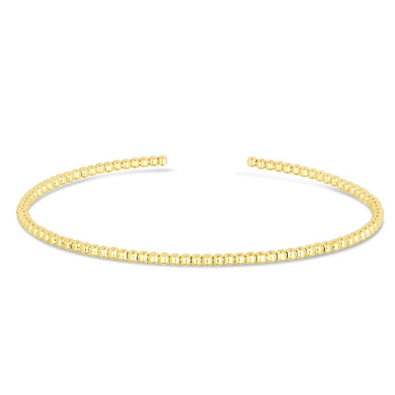 Charms For Custom Bracelets-14K Gold 2mm Bead Cuff