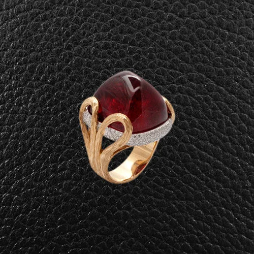 Classic Gold Ring for WomenRubellite & Diamond Ring