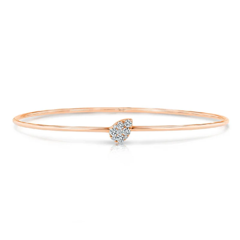 Small Gold Bangles-Uneek Whittier Skinny Bangle with Tilted Teardrop-Shaped Clusters of Diamonds