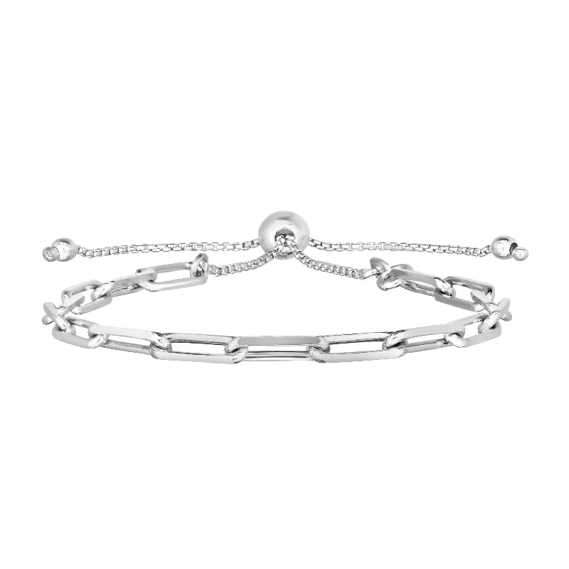 Wedding Bracelets Set-Silver 3.8mm Paperclip Link Friendship Bracelet