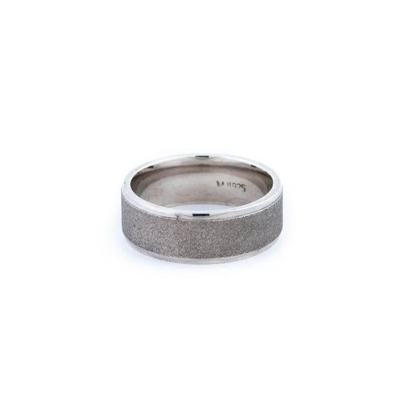 Men’s Wedding Band with DiamondsEdged Sterling Silver Band