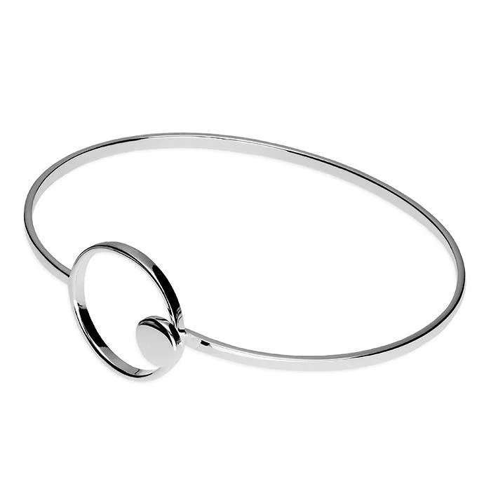 Unique Wedding Bracelets-Hook-In Circle Bangle - Sterling Silver