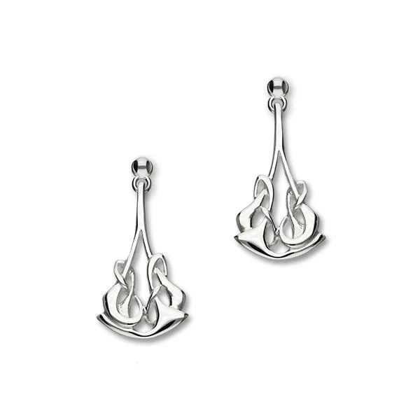 Geometric Silver Earrings-Celtic Knot Traingle Sterling Silver Drop Earrings, E542