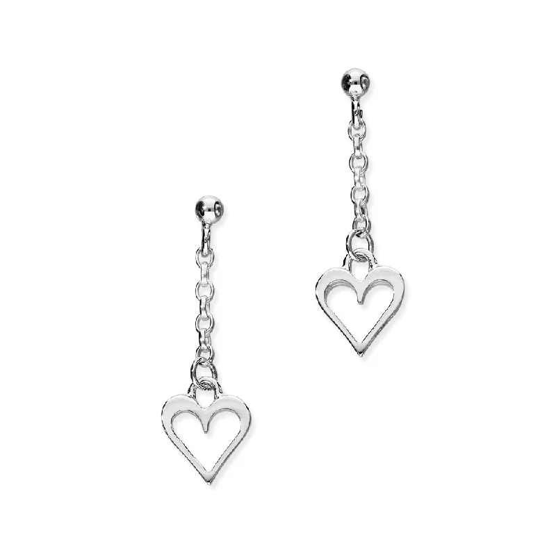 Simple Crystal Drop Earrings-Hearts Silver Earrings E89