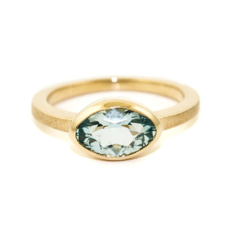 Custom Wedding Ring for AnniversaryOval Cut Aquamarine Ring in 14K